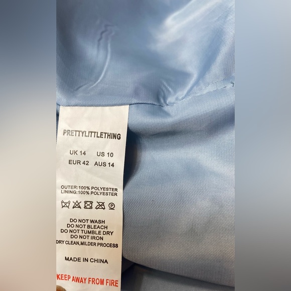 Pretty Little Thing Oversized 10 Blazer Blue & White Stripes Jacket Career - Picture 7 of 11